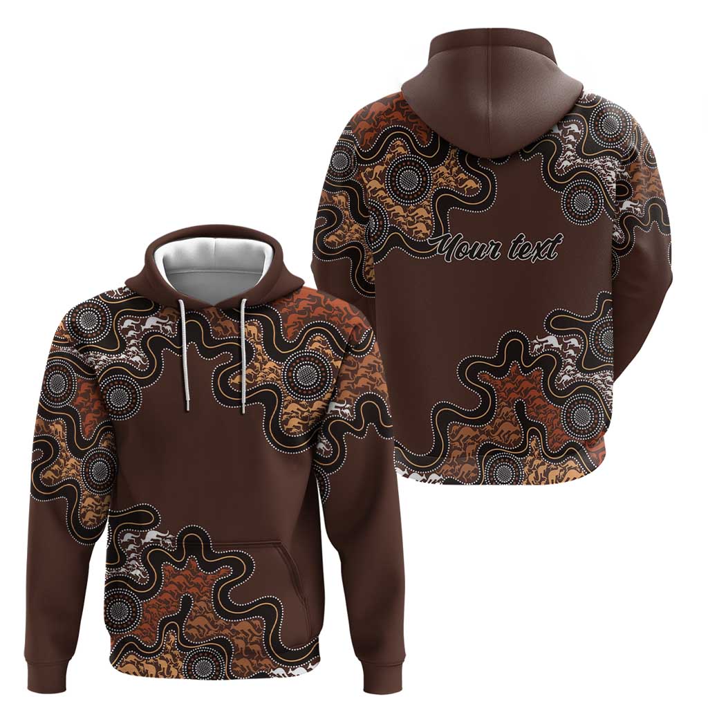 Personalised Aboriginal Art Kangaroo Symbol Zip Hoodie