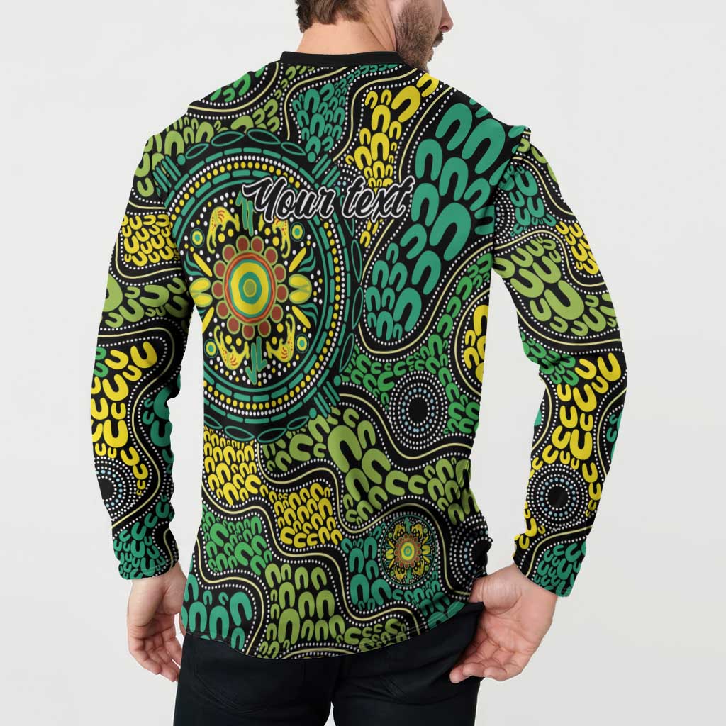 Personalised Aboriginal Art People Symbol Button Sweatshirt