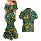 Personalised Aboriginal Art People Symbol Couples Matching Mermaid Dress and Hawaiian Shirt