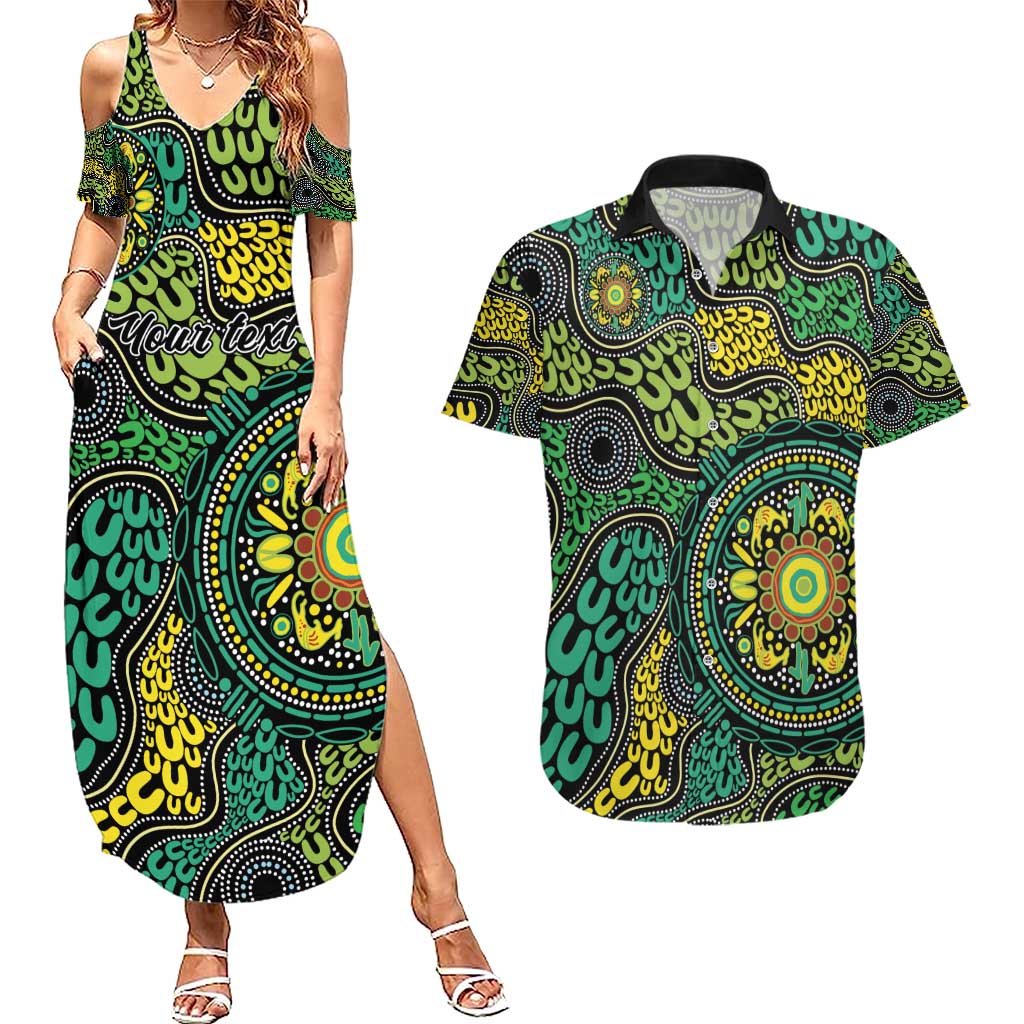 Personalised Aboriginal Art People Symbol Couples Matching Summer Maxi Dress and Hawaiian Shirt