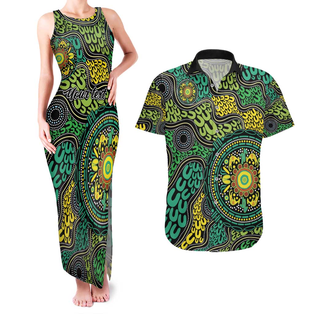 Personalised Aboriginal Art People Symbol Couples Matching Tank Maxi Dress and Hawaiian Shirt