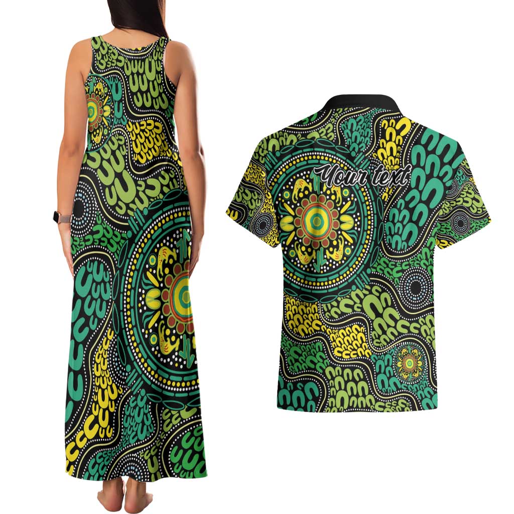 Personalised Aboriginal Art People Symbol Couples Matching Tank Maxi Dress and Hawaiian Shirt