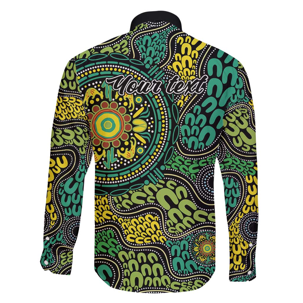 Personalised Aboriginal Art People Symbol Family Matching Long Sleeve Bodycon Dress and Hawaiian Shirt