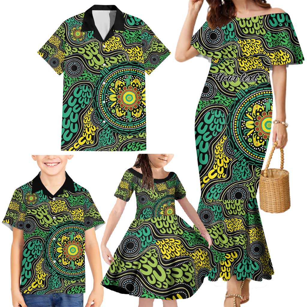 Personalised Aboriginal Art People Symbol Family Matching Mermaid Dress and Hawaiian Shirt
