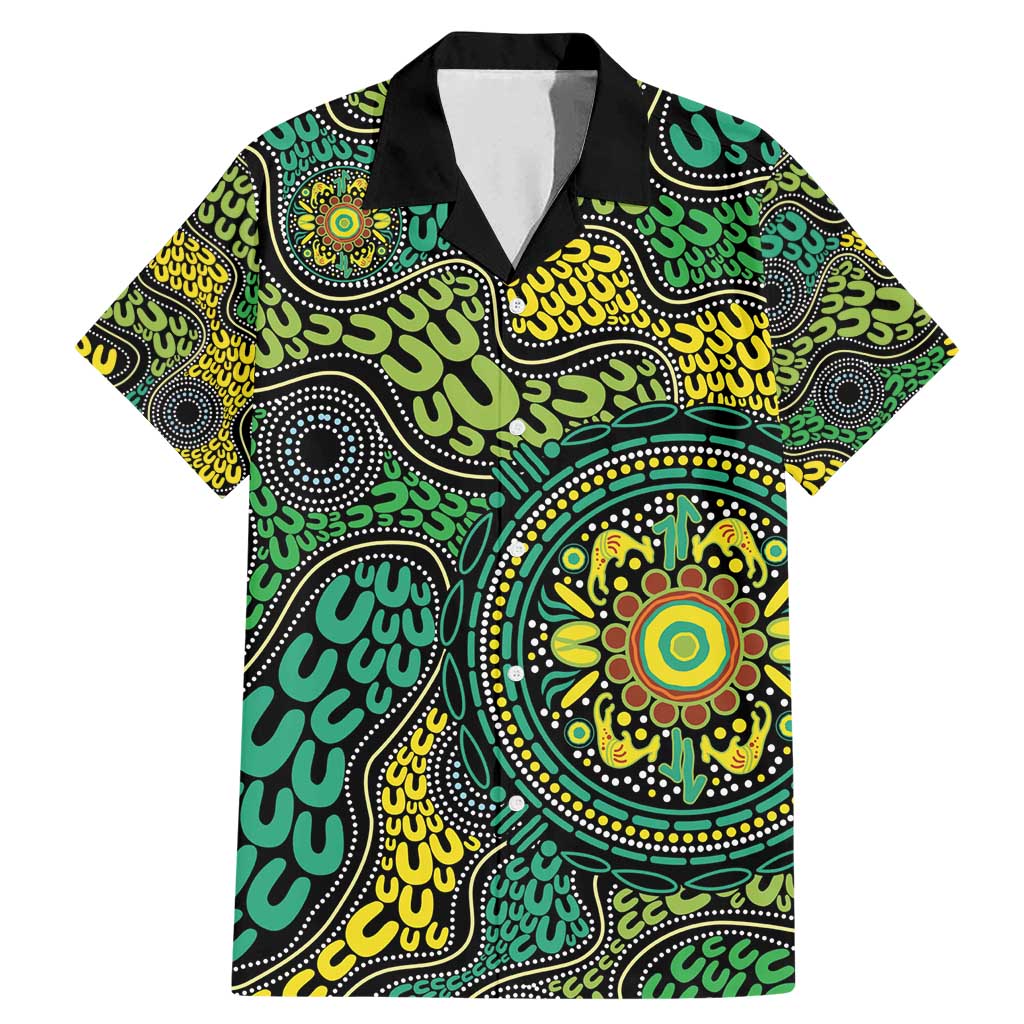 Personalised Aboriginal Art People Symbol Family Matching Mermaid Dress and Hawaiian Shirt