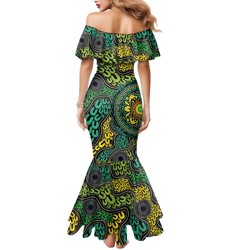 Personalised Aboriginal Art People Symbol Family Matching Mermaid Dress and Hawaiian Shirt