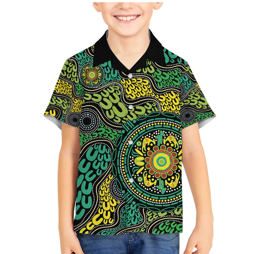 Personalised Aboriginal Art People Symbol Family Matching Mermaid Dress and Hawaiian Shirt