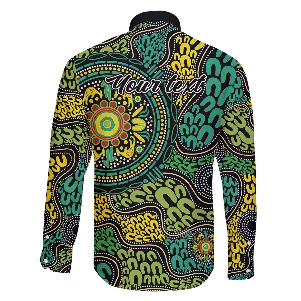 Personalised Aboriginal Art People Symbol Family Matching Off The Shoulder Long Sleeve Dress and Hawaiian Shirt