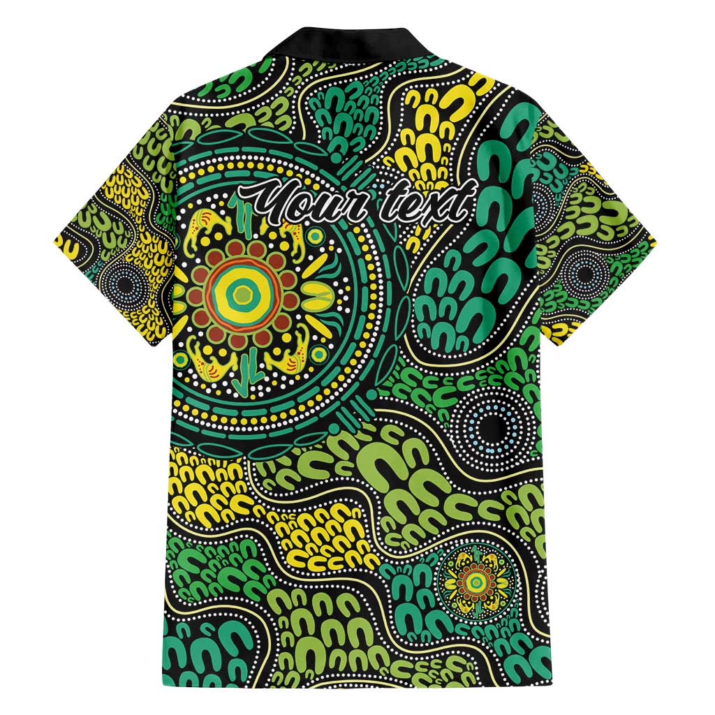 Personalised Aboriginal Art People Symbol Family Matching Off Shoulder Maxi Dress and Hawaiian Shirt