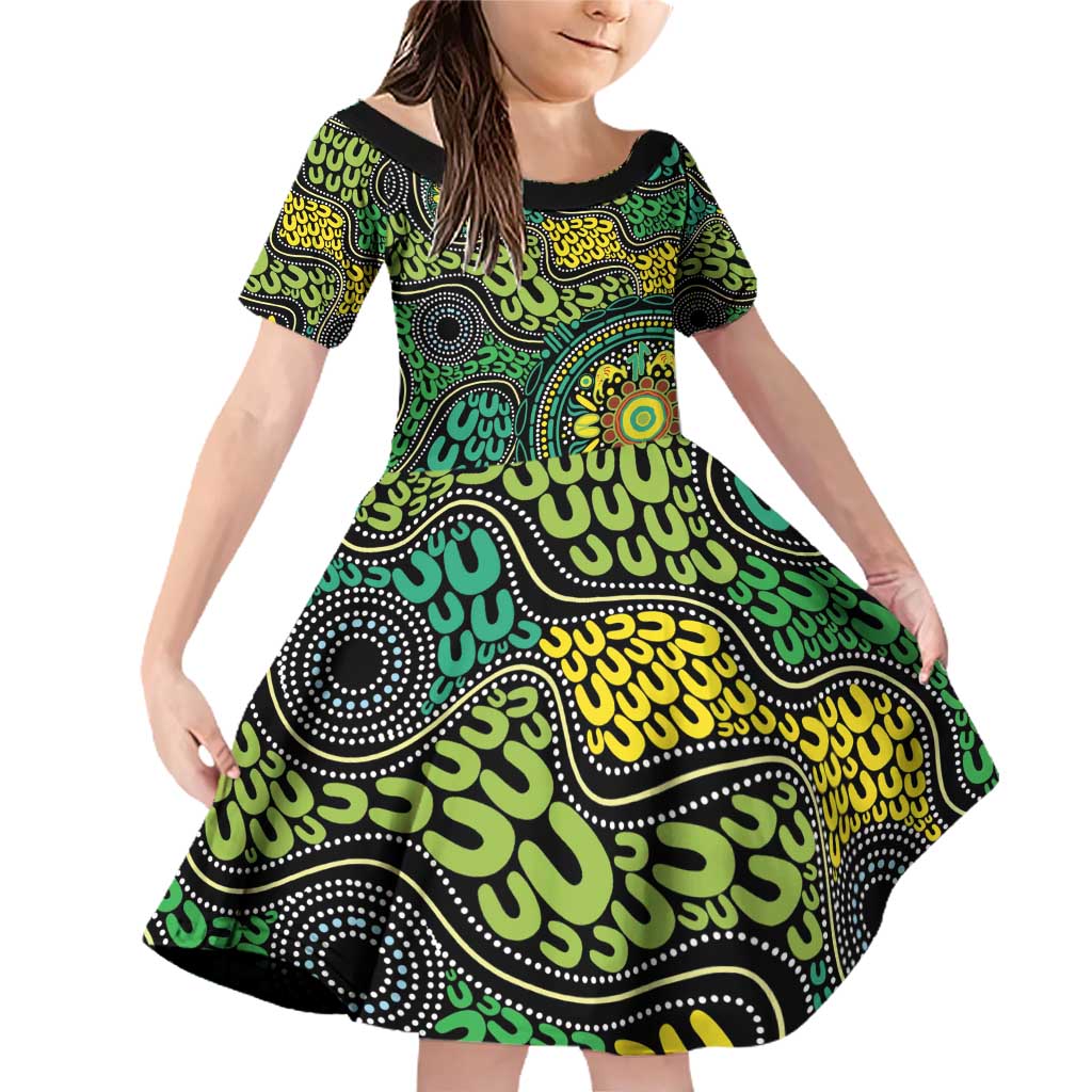 Personalised Aboriginal Art People Symbol Family Matching Off Shoulder Short Dress and Hawaiian Shirt