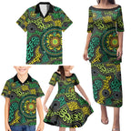 Personalised Aboriginal Art People Symbol Family Matching Puletasi and Hawaiian Shirt