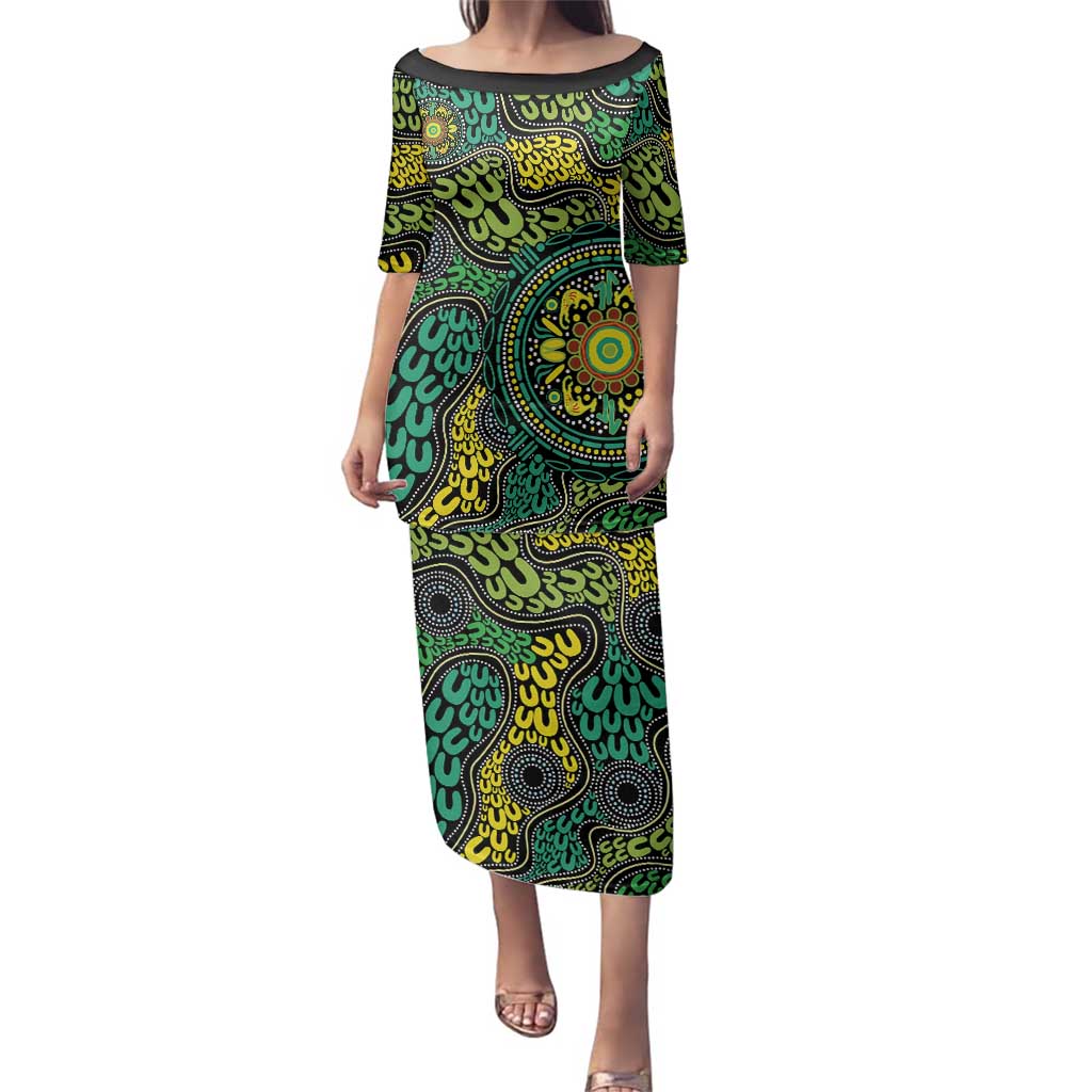 Personalised Aboriginal Art People Symbol Family Matching Puletasi and Hawaiian Shirt