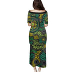 Personalised Aboriginal Art People Symbol Family Matching Puletasi and Hawaiian Shirt