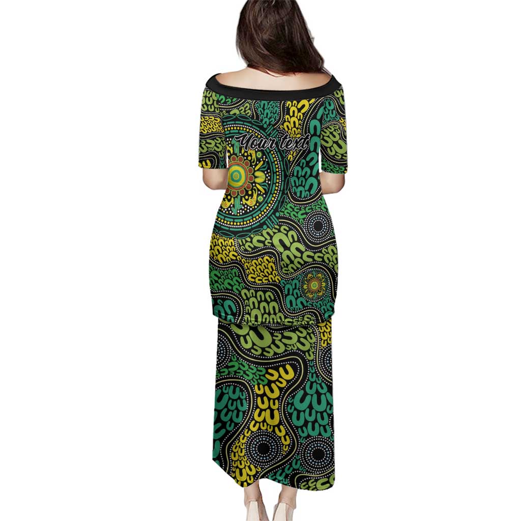 Personalised Aboriginal Art People Symbol Family Matching Puletasi and Hawaiian Shirt
