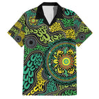 Personalised Aboriginal Art People Symbol Family Matching Short Sleeve Bodycon Dress and Hawaiian Shirt