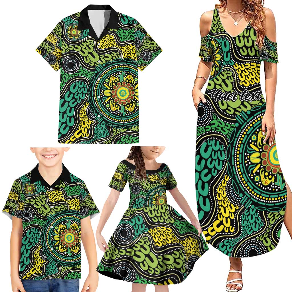Personalised Aboriginal Art People Symbol Family Matching Summer Maxi Dress and Hawaiian Shirt