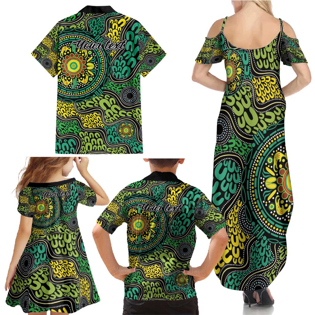 Personalised Aboriginal Art People Symbol Family Matching Summer Maxi Dress and Hawaiian Shirt