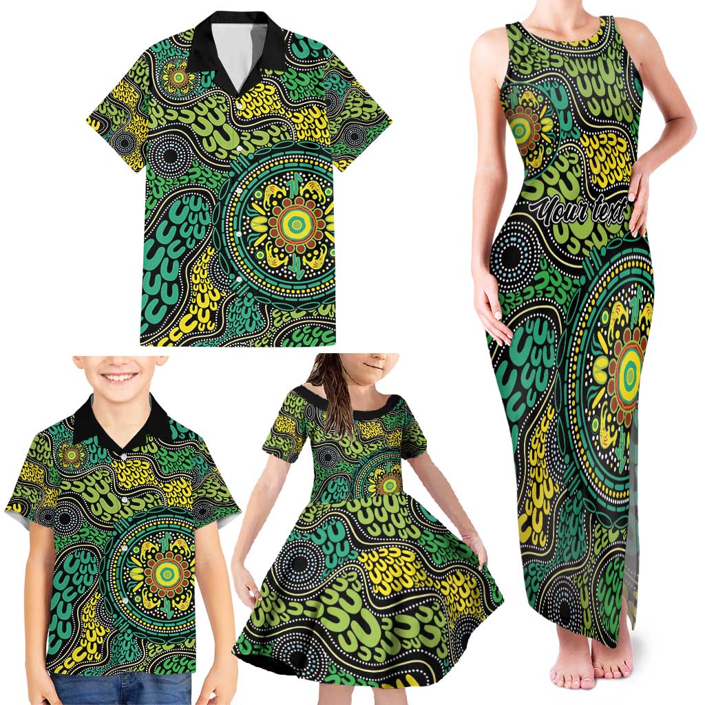 Personalised Aboriginal Art People Symbol Family Matching Tank Maxi Dress and Hawaiian Shirt