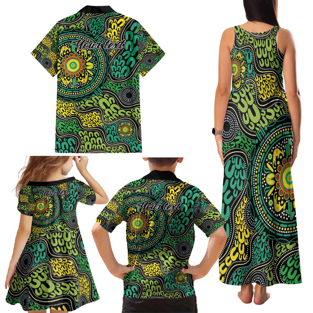 Personalised Aboriginal Art People Symbol Family Matching Tank Maxi Dress and Hawaiian Shirt