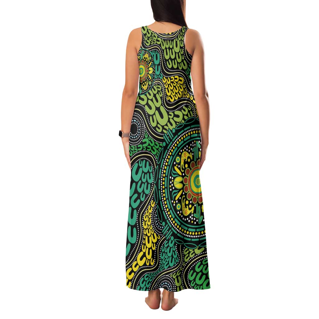 Personalised Aboriginal Art People Symbol Family Matching Tank Maxi Dress and Hawaiian Shirt