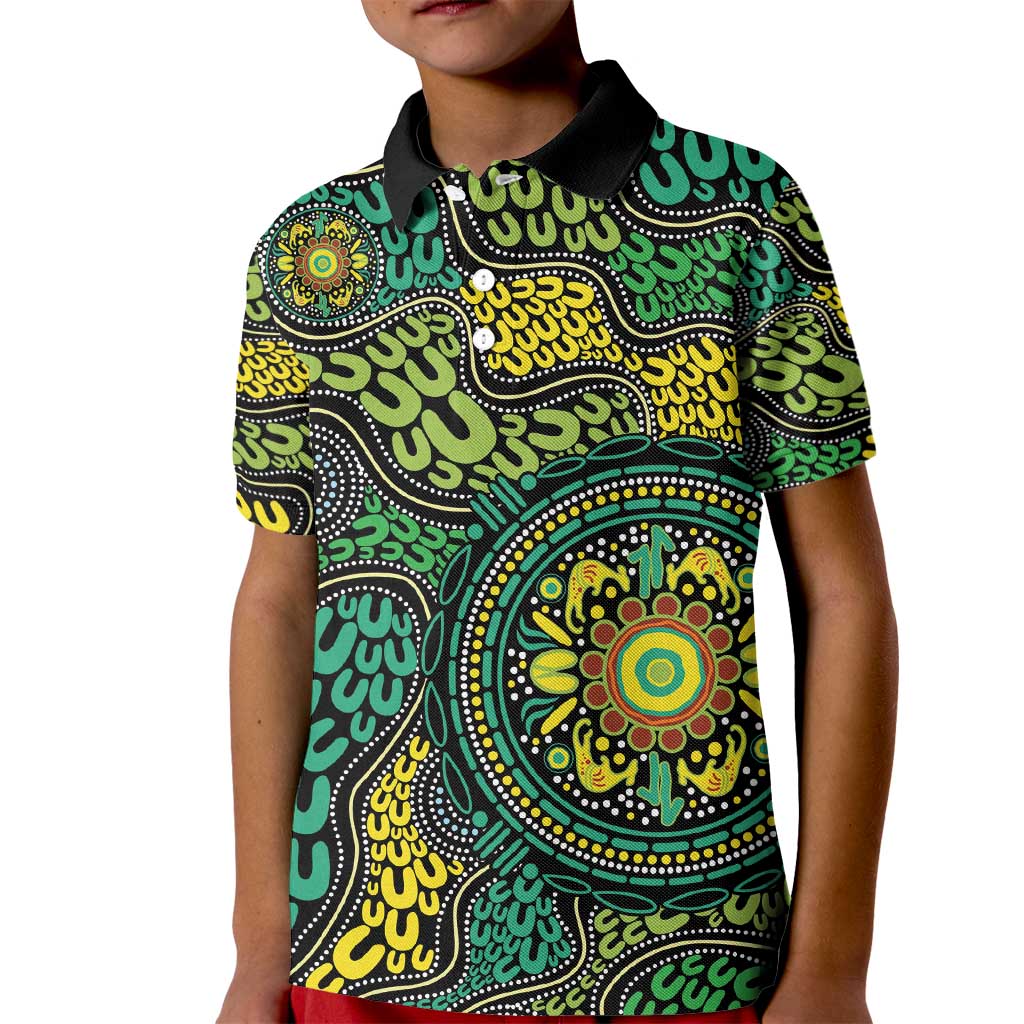 Personalised Aboriginal Art People Symbol Kid Polo Shirt