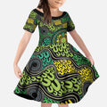 Personalised Aboriginal Art People Symbol Kid Short Sleeve Dress