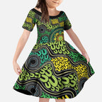 Personalised Aboriginal Art People Symbol Kid Short Sleeve Dress