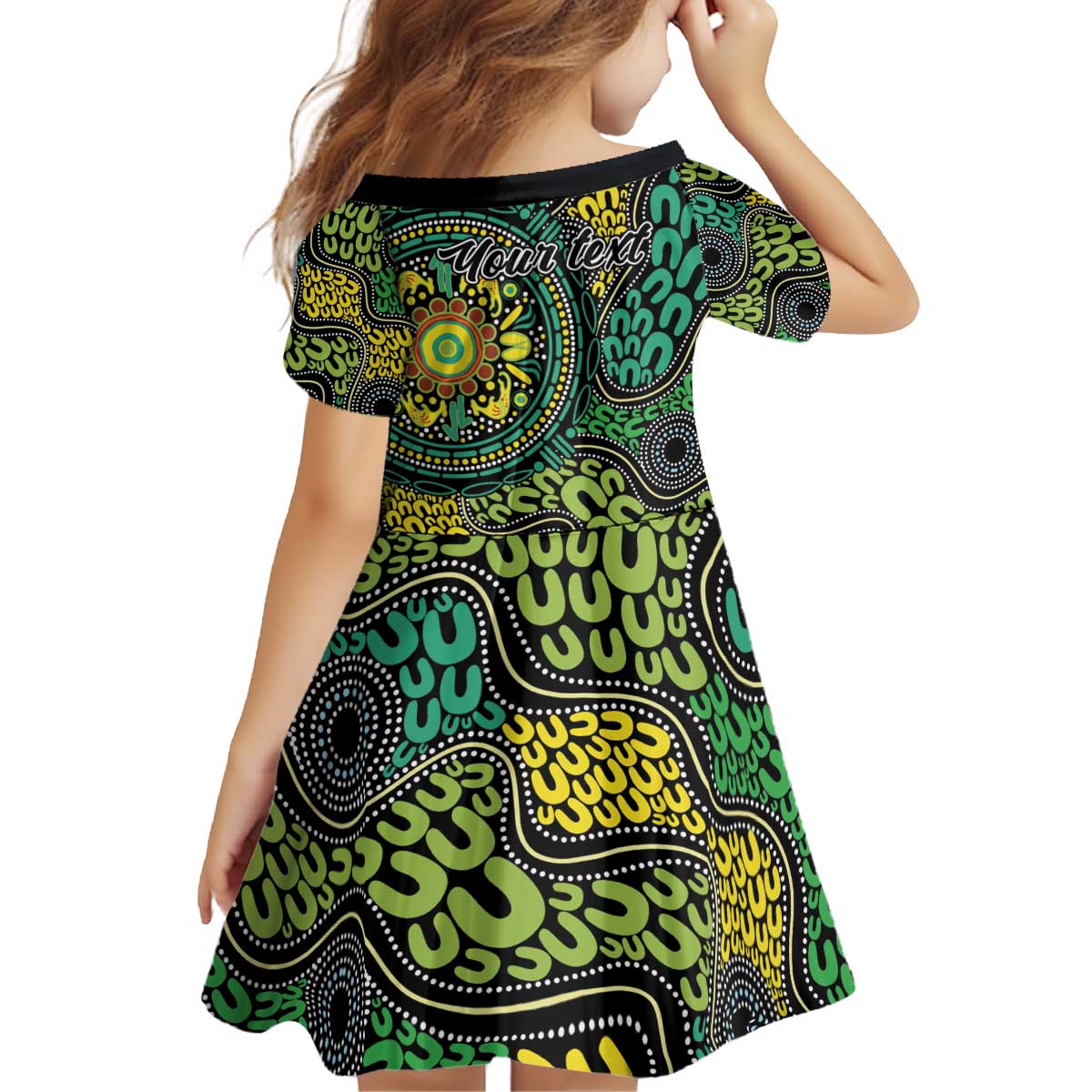 Personalised Aboriginal Art People Symbol Kid Short Sleeve Dress