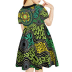 Personalised Aboriginal Art People Symbol Kid Short Sleeve Dress