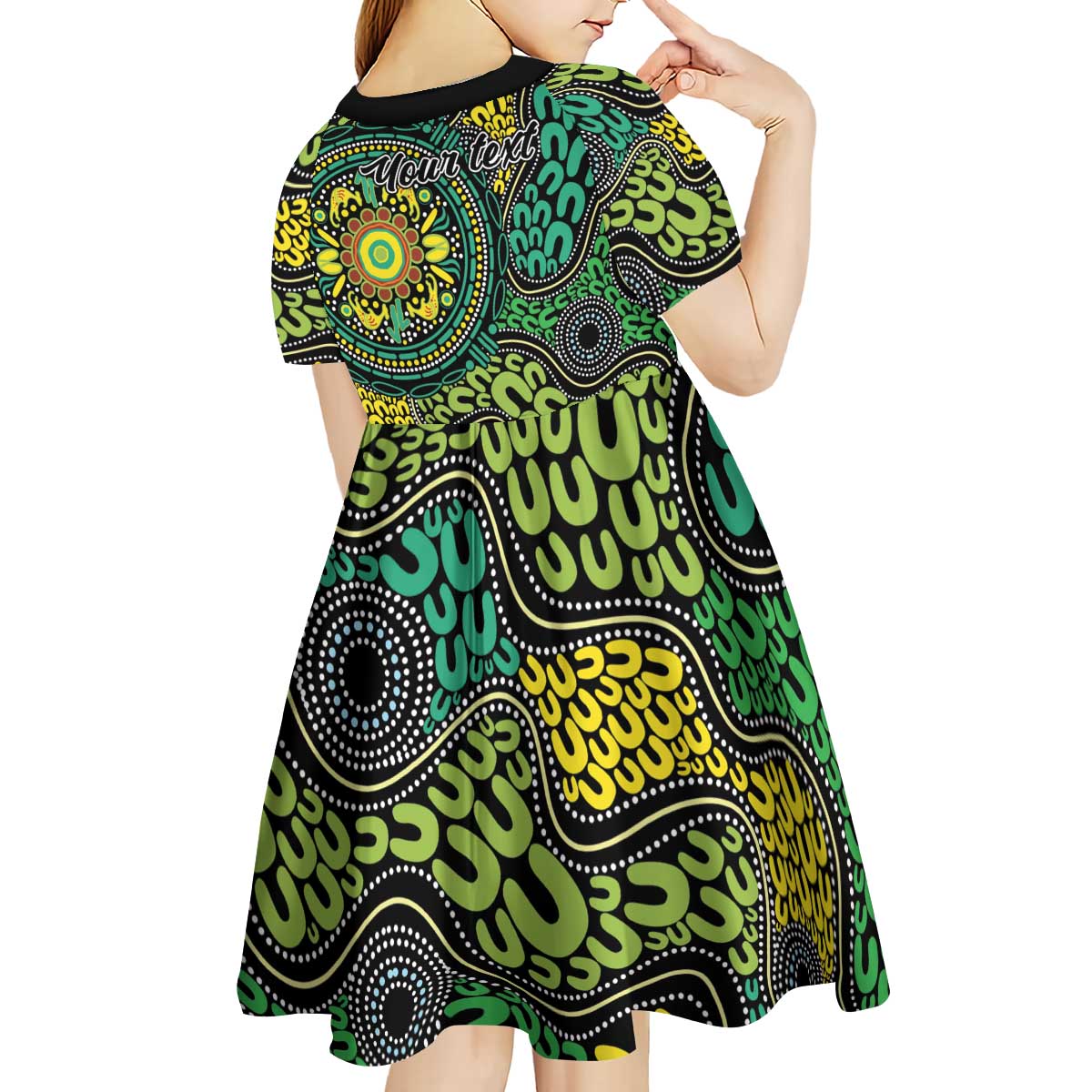 Personalised Aboriginal Art People Symbol Kid Short Sleeve Dress