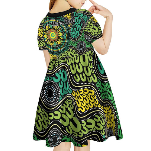 Personalised Aboriginal Art People Symbol Kid Short Sleeve Dress