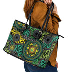 Personalised Aboriginal Art People Symbol Leather Tote Bag