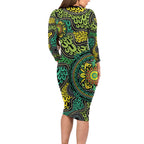 Personalised Aboriginal Art People Symbol Long Sleeve Bodycon Dress