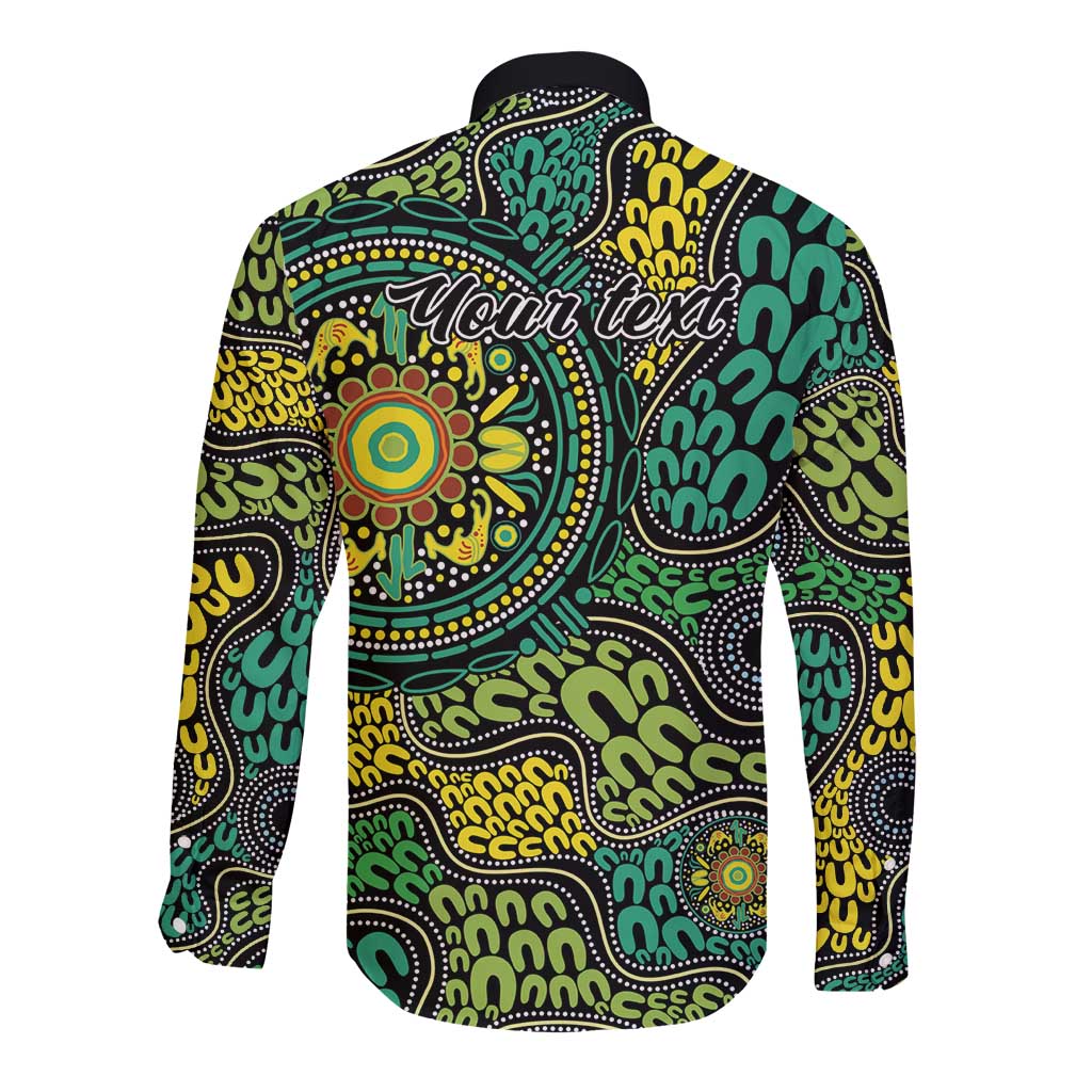Personalised Aboriginal Art People Symbol Long Sleeve Button Shirt