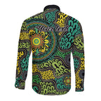 Personalised Aboriginal Art People Symbol Long Sleeve Button Shirt