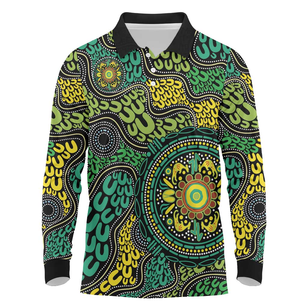 Personalised Aboriginal Art People Symbol Long Sleeve Polo Shirt