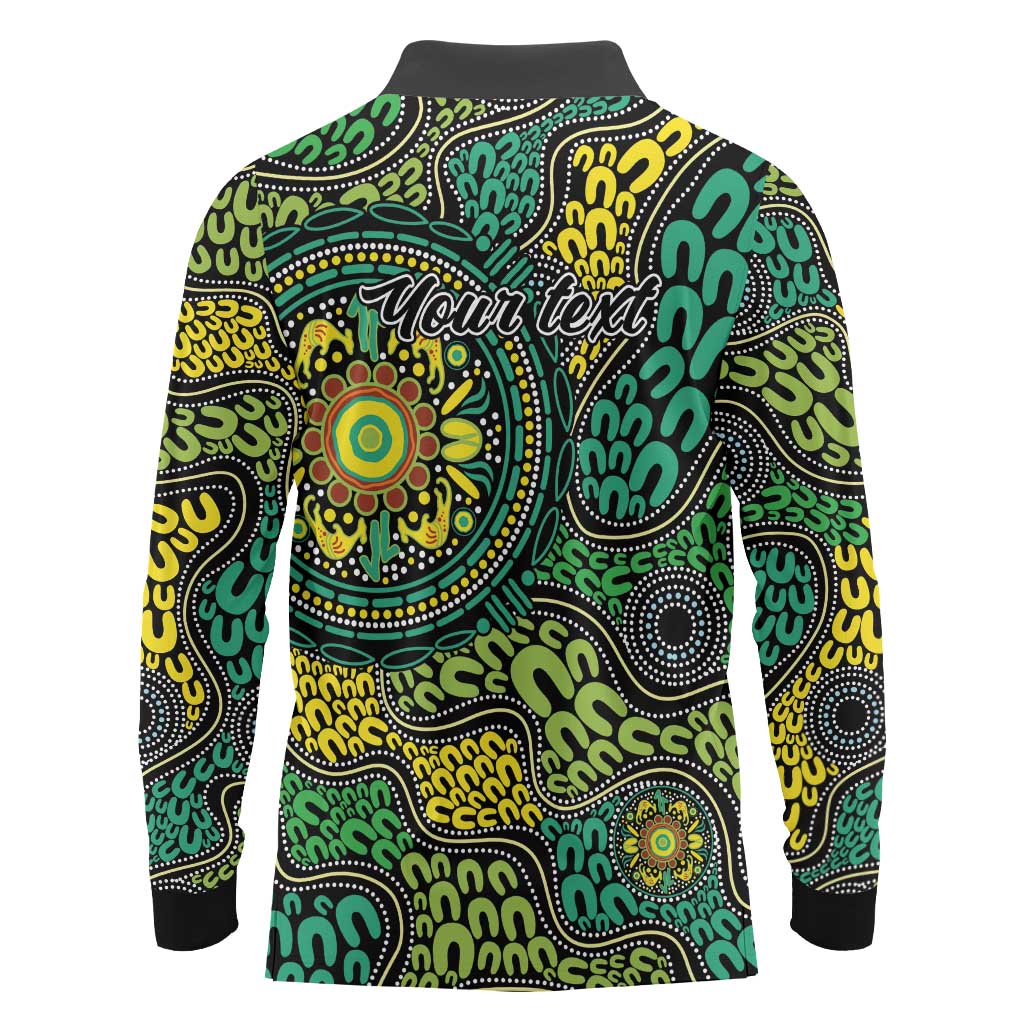 Personalised Aboriginal Art People Symbol Long Sleeve Polo Shirt