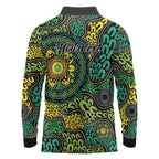 Personalised Aboriginal Art People Symbol Long Sleeve Polo Shirt