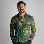 Personalised Aboriginal Art People Symbol Long Sleeve Polo Shirt
