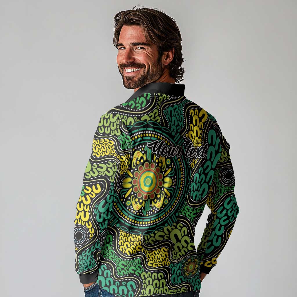Personalised Aboriginal Art People Symbol Long Sleeve Polo Shirt
