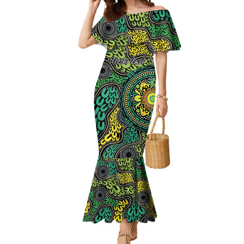 Personalised Aboriginal Art People Symbol Mermaid Dress