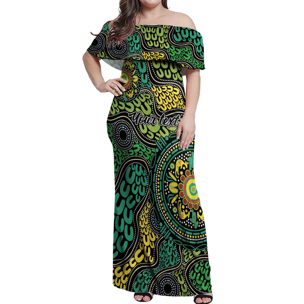 Personalised Aboriginal Art People Symbol Off Shoulder Maxi Dress