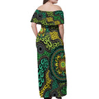 Personalised Aboriginal Art People Symbol Off Shoulder Maxi Dress