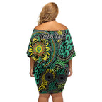 Personalised Aboriginal Art People Symbol Off Shoulder Short Dress