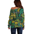 Personalised Aboriginal Art People Symbol Off Shoulder Sweater
