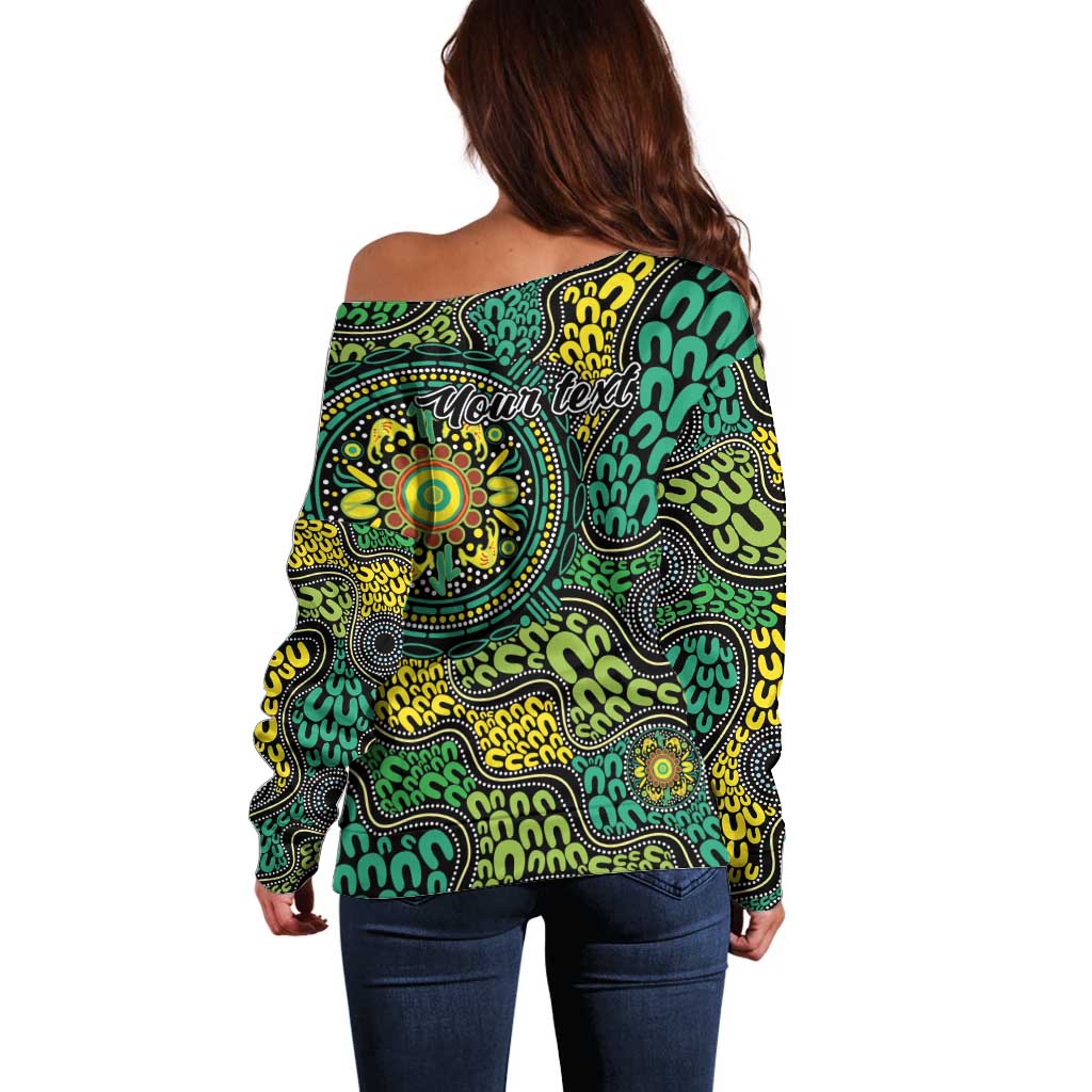 Personalised Aboriginal Art People Symbol Off Shoulder Sweater