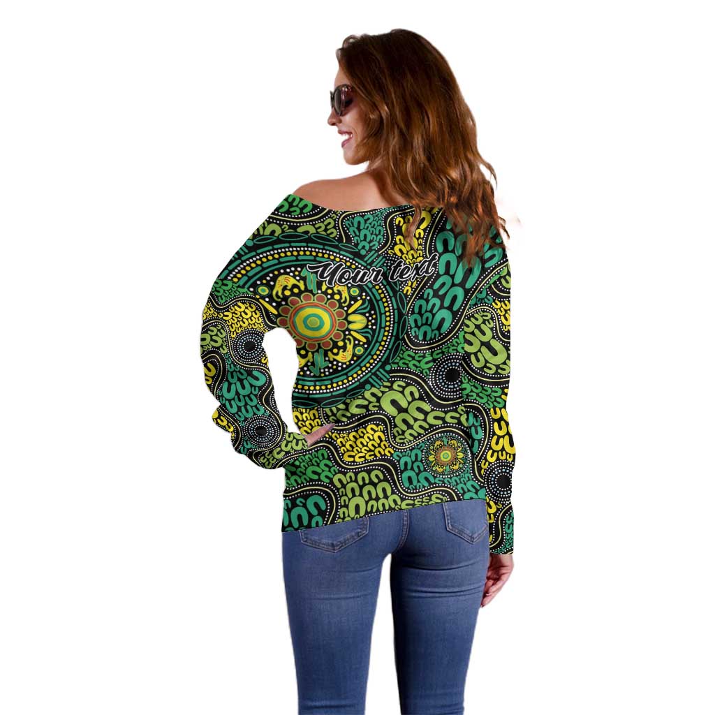 Personalised Aboriginal Art People Symbol Off Shoulder Sweater