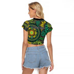 Personalised Aboriginal Art People Symbol Raglan Cropped T Shirt