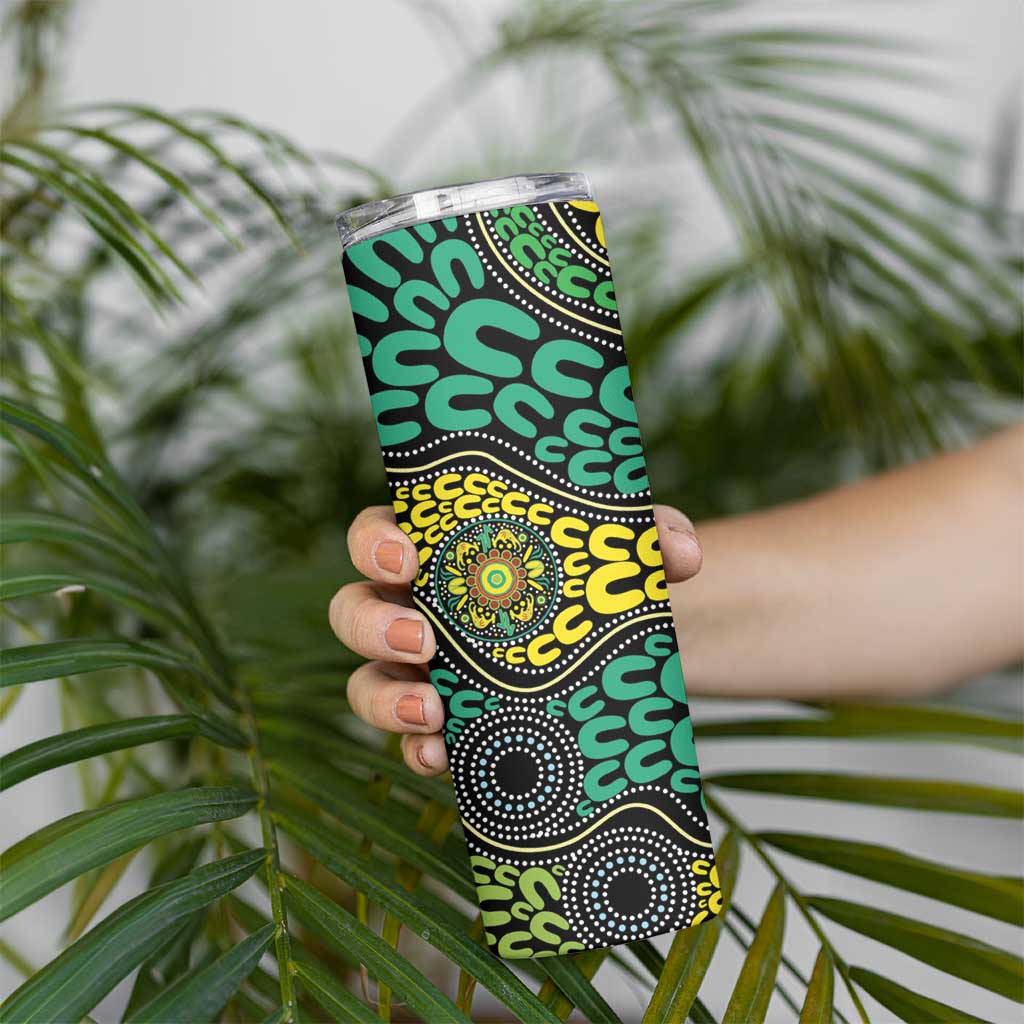 Personalised Aboriginal Art People Symbol Skinny Tumbler