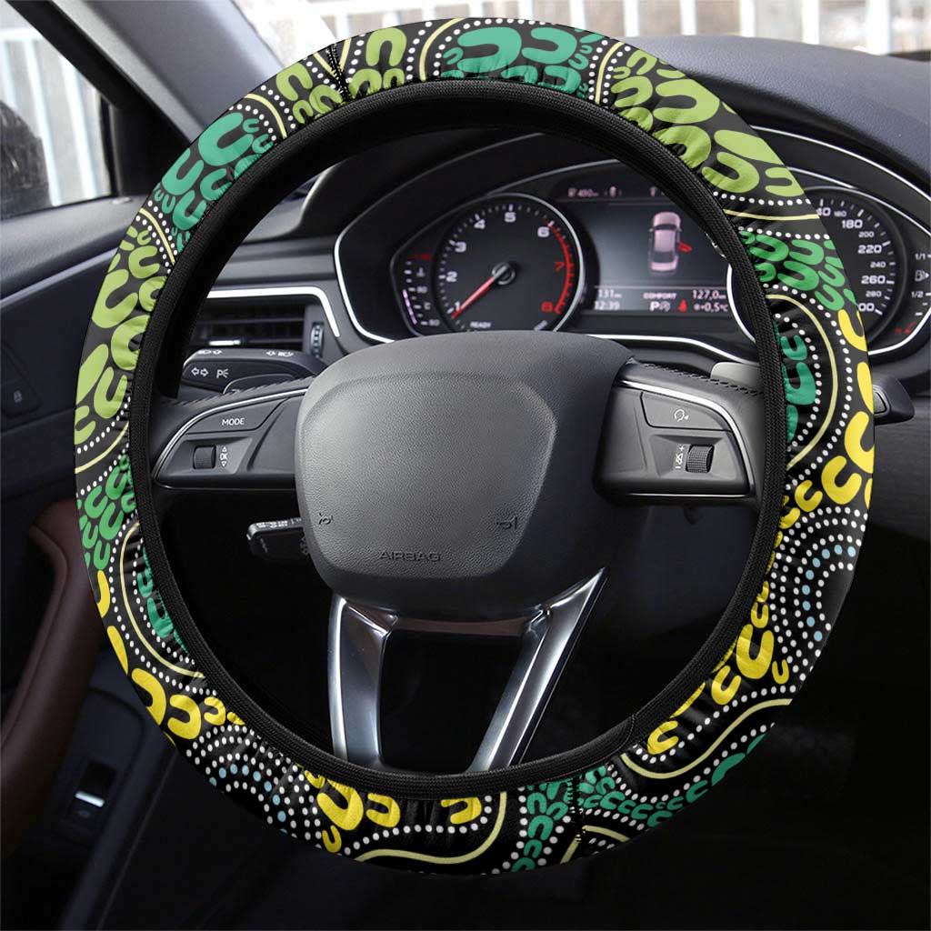 Aboriginal Art People Symbol Steering Wheel Cover